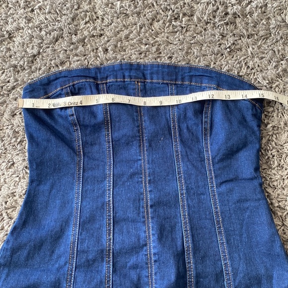 Princess Polly NWOT HOUSER MINI STRAPLESS DRESS DARK DENIM Size 6 - Picture 6 of 15